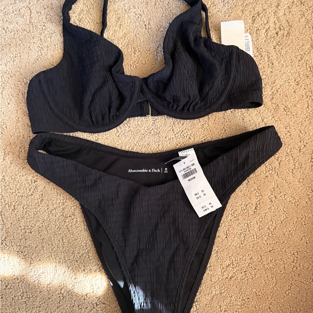 Abercrombie & Fitch Textured Black Bikini